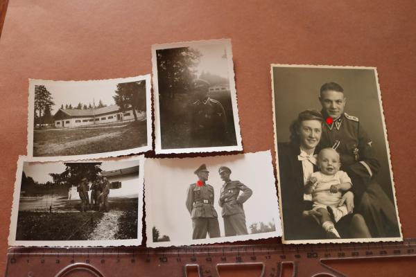 fünf alte Fotos eines SS Mannes mit EK I